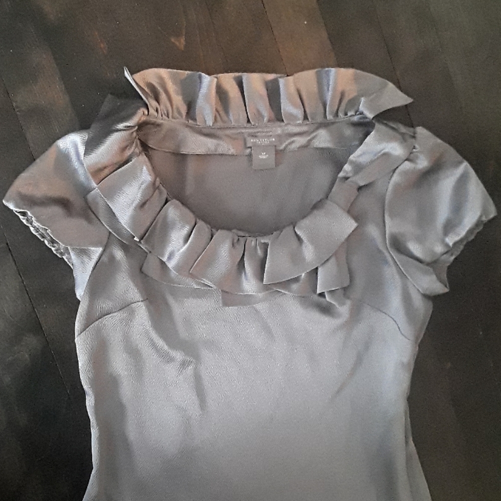 "Ann Taylor" Silver Ruffle Blouse